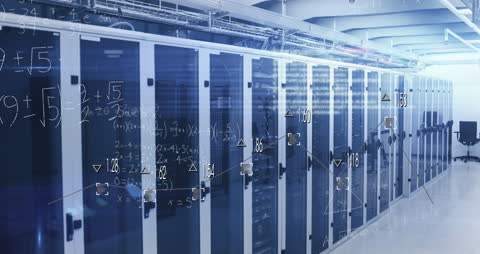 Data Center with Superimposed Mathematical Calculations