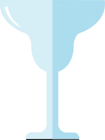 Digital illustration of blue champagne glass on transparent background