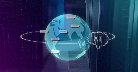 AI Text Overlay Data Processing Global Connection Science - Download Free Stock Images Pikwizard.com