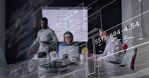 Data processing technology in intense boardroom meeting