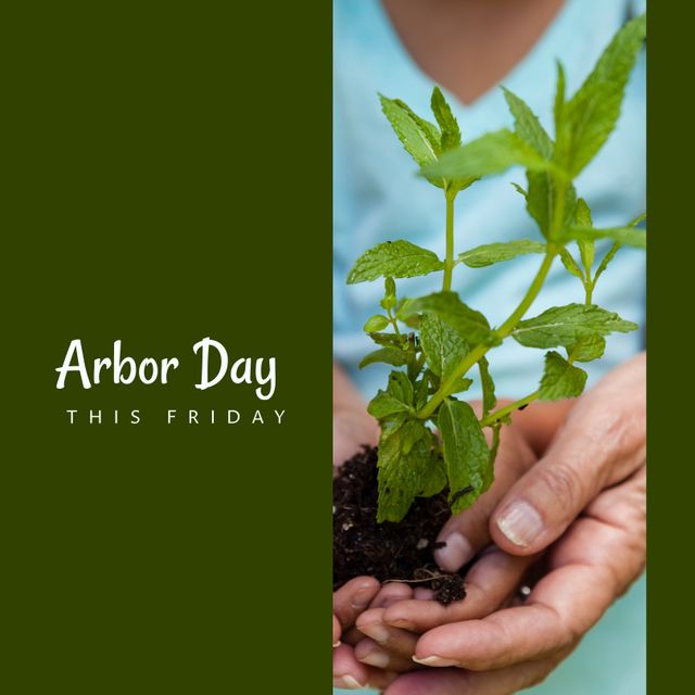 Arbor Day Announcement with Woman Holding Plant - Download Free Stock Templates Pikwizard.com