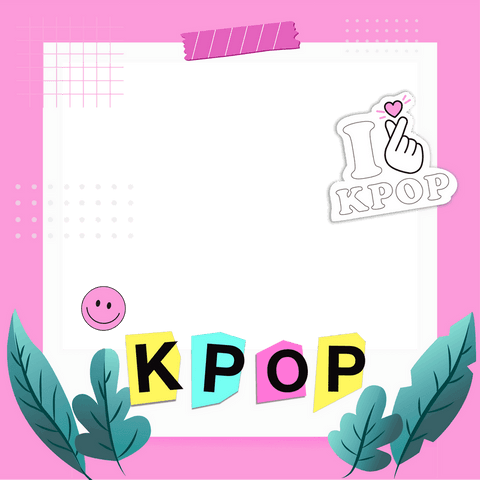 Transparent frame with kpop decals and vibrant elements