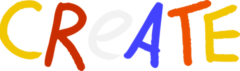 Hand-painted create graphic with vibrant colors on transparent background