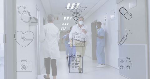 Medical Professional Rushes Through Hospital Corridor In Urgent Healthcare Scene