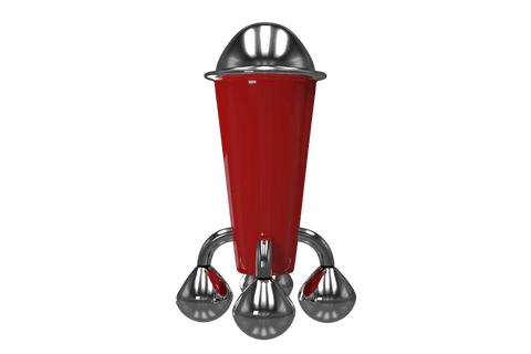 Futuristic red abstract shape on transparent background