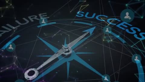 Futuristic Compass from Failure to Success with Networking Symbols