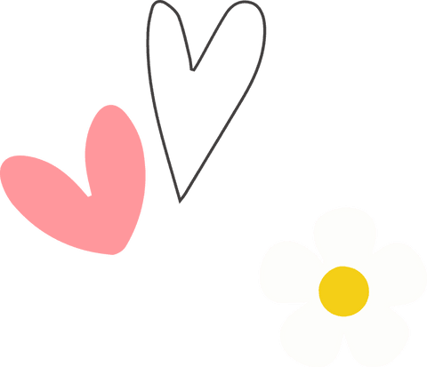 Minimalist transparent vector of hearts and flower for designs