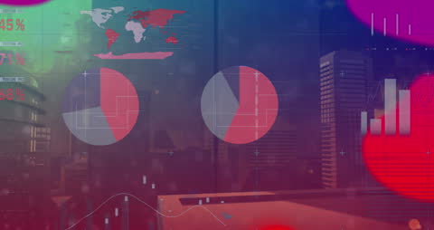 Abstract Statistical Data Animation with Cityscape Background