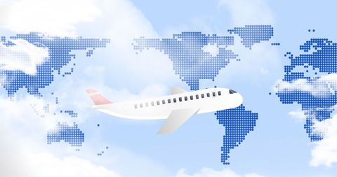 Airplane Flying Over Digital Global Map Design - Download Free Stock Images Pikwizard.com