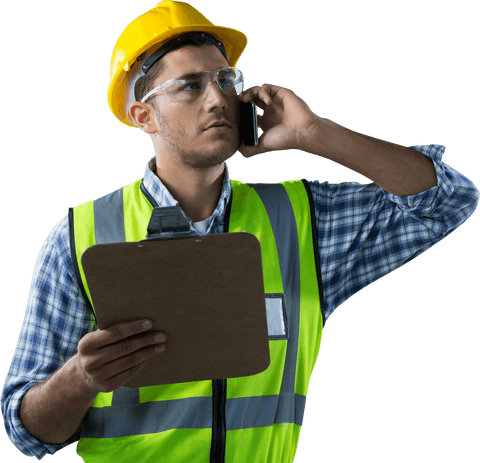 confident engineer in safety gear holding clipboard on transparent background - Download Free Stock Videos Pikwizard.com