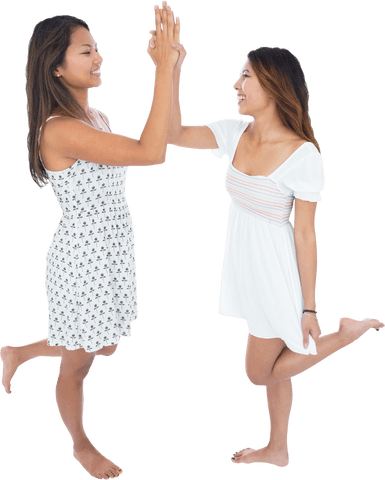 Two Joyful Women High Fiving high res transparent background