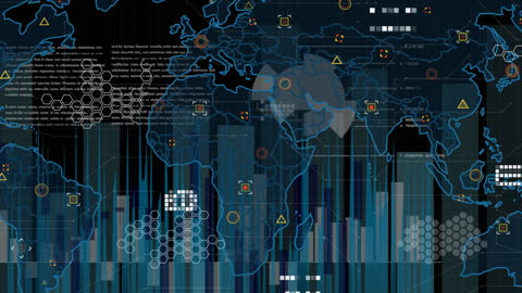 World Map Depicting Digital Data Processing