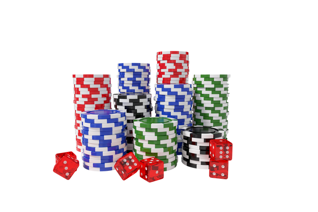 Transparent Stack of Colorful Casino Tokens with Red Dice - Download Free Stock Videos Pikwizard.com