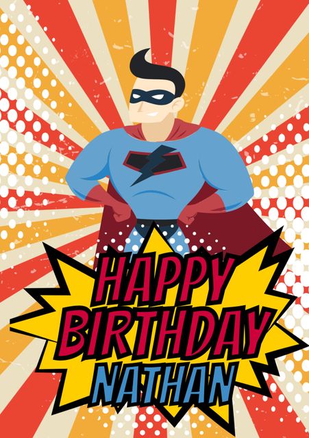 Cartoon Superhero Birthday Card with Custom Text - Download Free Stock Videos Pikwizard.com