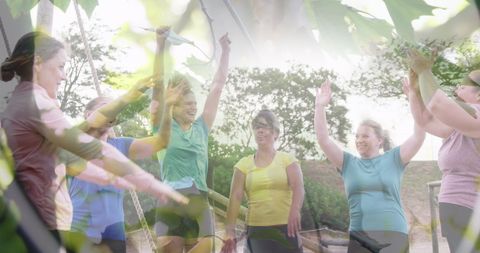 Diverse Female Athletes Celebrating Team Spirit Outdoors