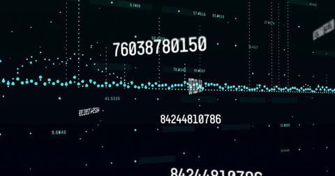 Futuristic streaming waveform with numeric overlays