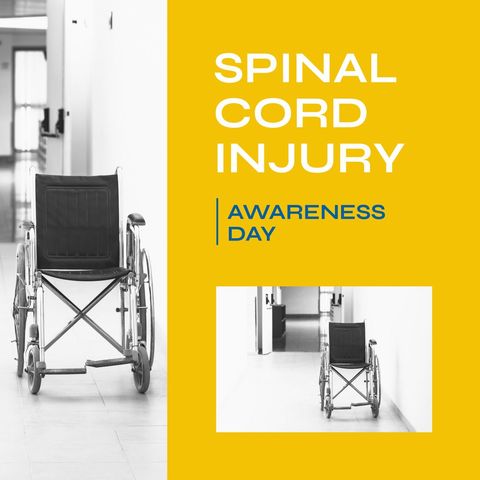 spinal cord injury awareness design with empty handicap wheelchair - Download Free Stock Templates Pikwizard.com