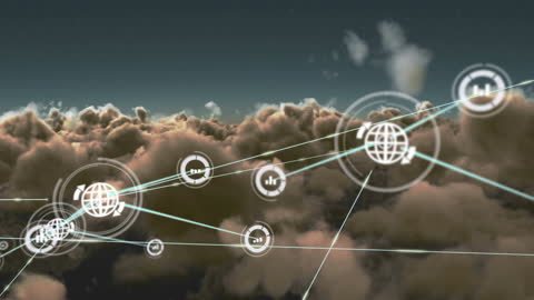 Cloud Computing Network with Futuristic Interface Icons
