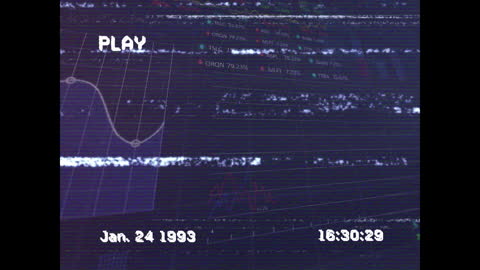 Retro Styled Finance Screen with Graphs and VHS Display