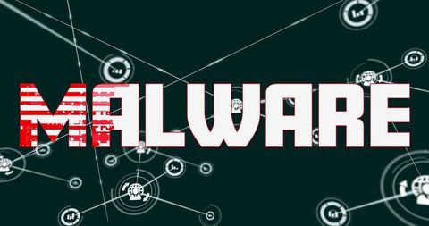 Malware concept with network connections and cybersecurity theme