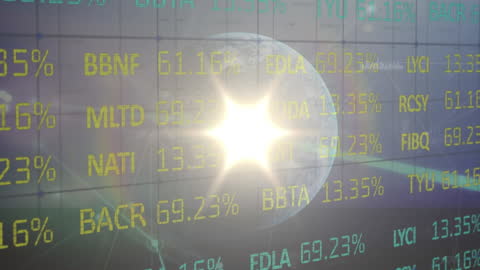 Digital Illustration of Stock Market Data and Global Connection