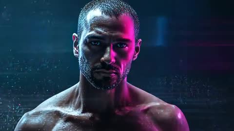 Futuristic Glitch Effect on Athletic Man