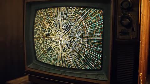 Retro TV with Radial Circuit Design on Screen