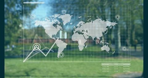World map grid overlay illustrating data visualization in park