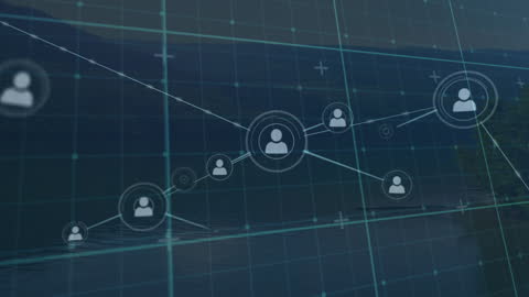 Digital Network Connections Over Natural Landscape Background