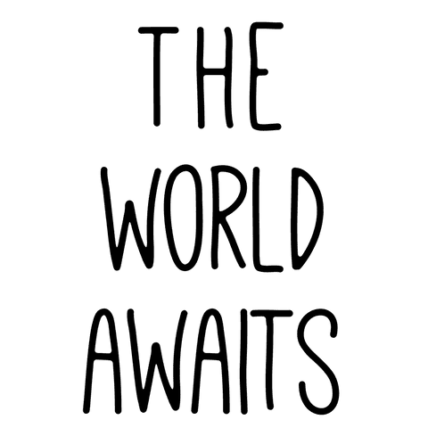 World awaits text with transparent background