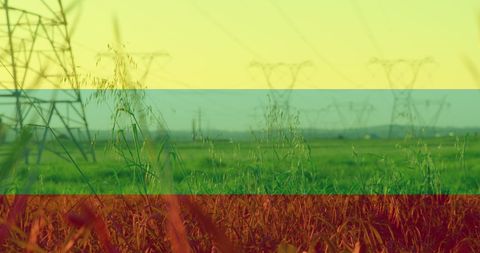 Lithuanian Flag Overlay on Power Lines Illustrating International Politics - Download Free Stock Images Pikwizard.com