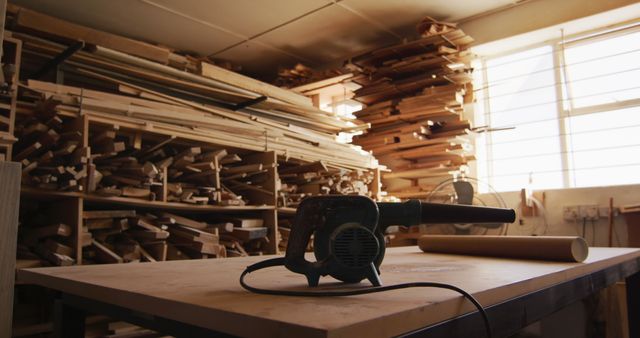 Woodworking Shop With Various Tools and Lumber Storage - Download Free Stock Images Pikwizard.com