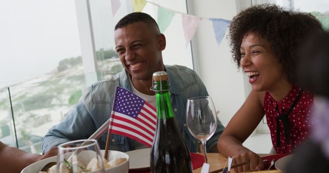 Diverse Friends Celebrating Fourth of July with American Flag - Download Free Stock Images Pikwizard.com