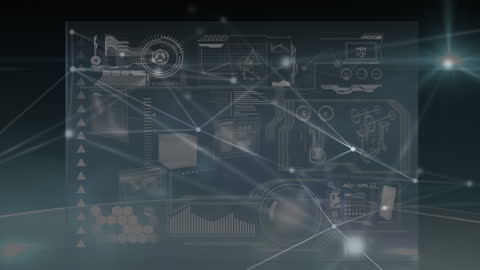 Futuristic Digital Interface with Data Visualization and Connections