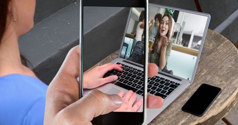 Woman Engaging in Online Video Call Through Smartphone - Download Free Stock Images Pikwizard.com