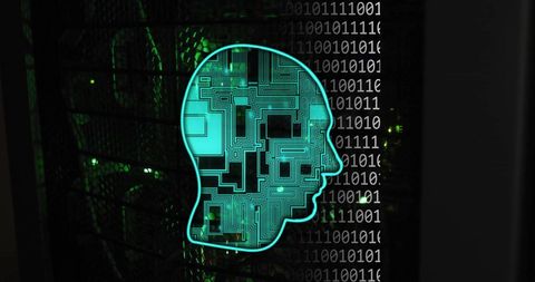 Abstract Artificial Intelligence Head with Digital Circuit Pattern - Download Free Stock Images Pikwizard.com