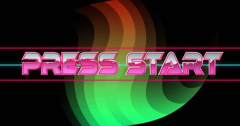 Retro Gaming Style Press Start Overlay with Neon Colors