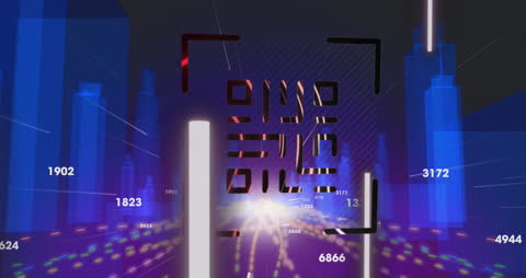 Futuristic Data Processing with Bright Digital Display