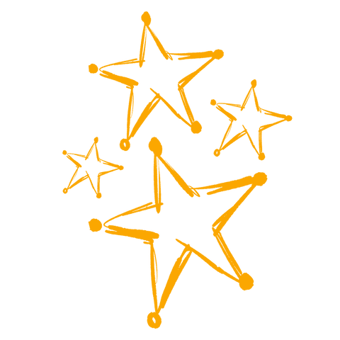 Brush Stroke Hand-Drawn Star Shapes on Transparent Background