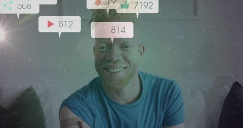 Smiling streamer engaging with audience from home