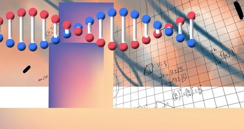 Futuristic DNA Strand with Mathematical Equations and Data Concepts