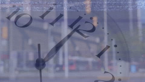 Overlay of Snowfall Animation on Decorative Clock Face