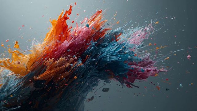 Explosive Burst of Vibrant Multicolored Paint in Motion
