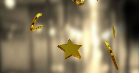 Golden Stars and Candy Canes Floating in Festive Atmosphere