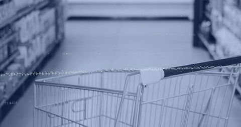 Supermarket Shopping Cart with Overlayed Statistical Data Graphics