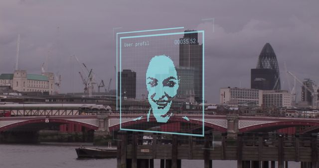 Biometric Data Interface Over London Skyline - Download Free Stock Images Pikwizard.com