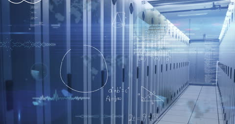Server Room and Mathematical Equations Illustrious Concept