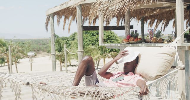 Relaxing Man Resting in Hammock at Tropical Resort - Download Free Stock Images Pikwizard.com