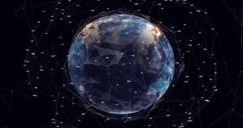 Digital global network connectivity with data visualization