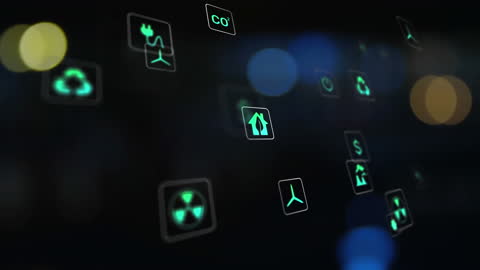 Glowing Technology Icons Representing Environment Concepts